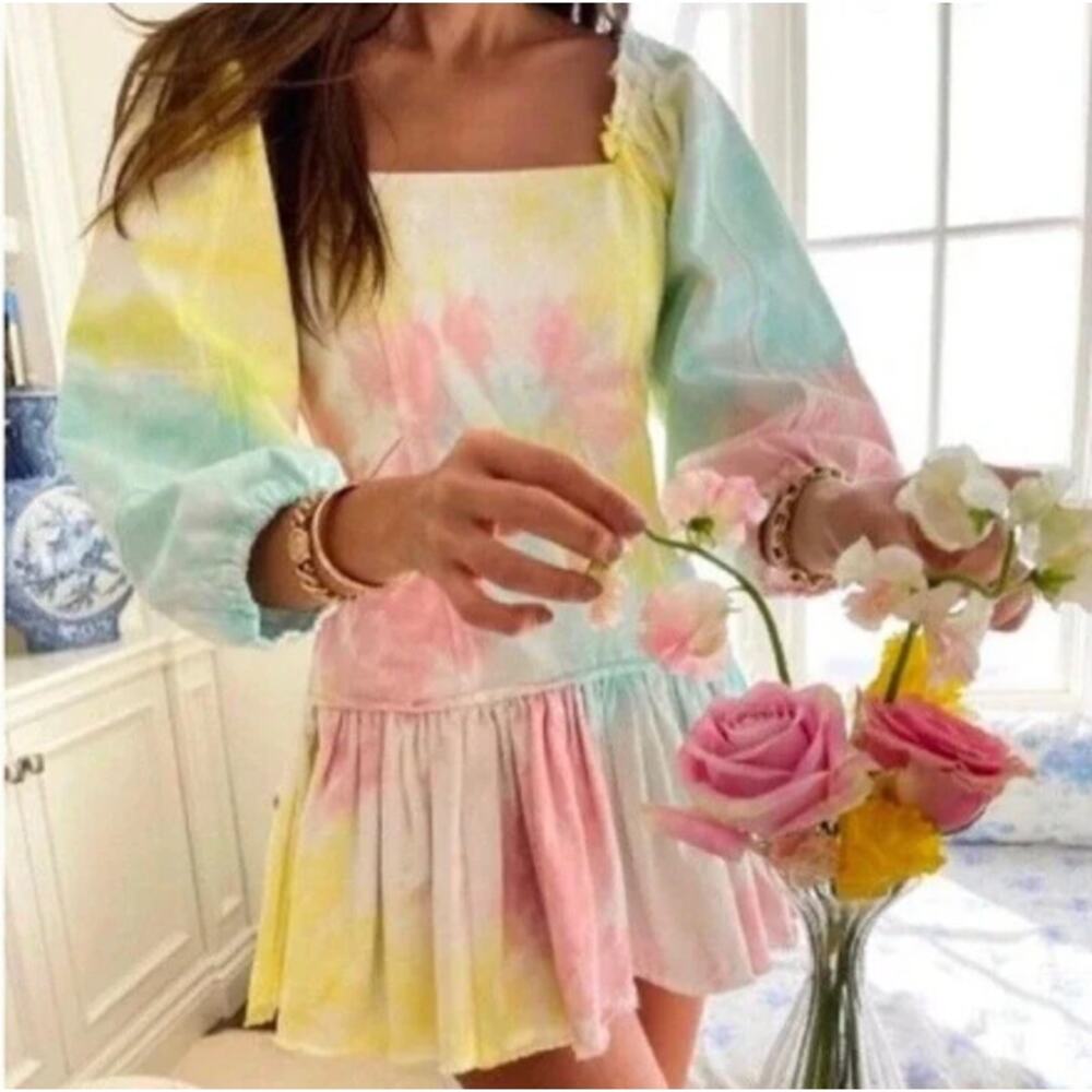 LoveShackFancy Chai Mini Dress Tie-dye boho fairy whimsy Sz 2